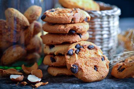 Chocolate chip cookiesの写真素材