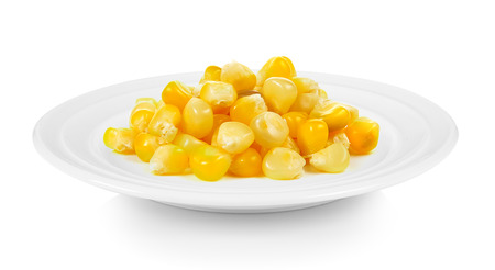 corn in a plate on white backgroundの写真素材