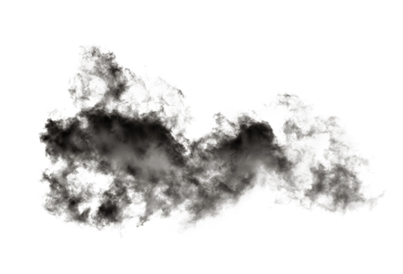 Black smoke on a white backgroundの写真素材