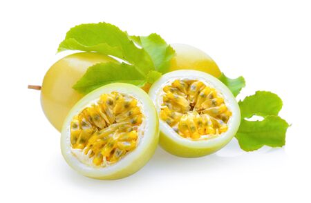 passionfruit isolated on white backgroundの写真素材