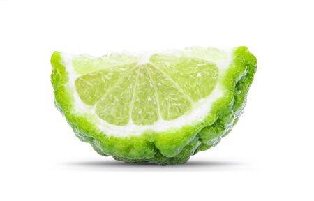 Bergamot slice isolated on white backgroundの写真素材