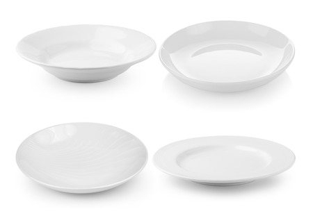 white plate isolated on white backgroundの写真素材