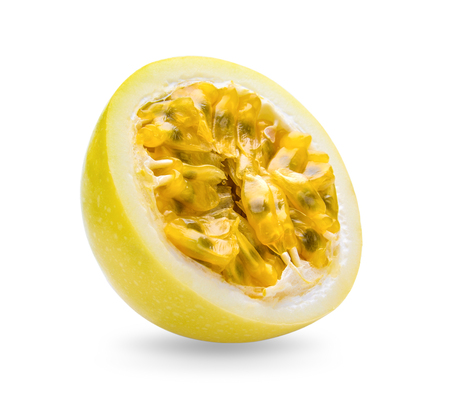 passionfruit isolated on white backgroundの写真素材