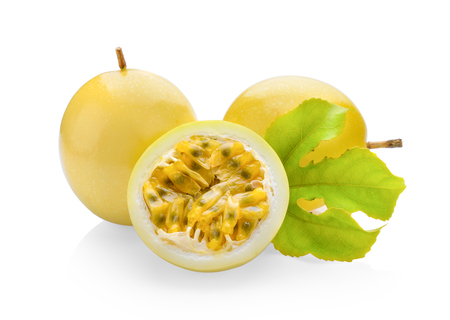 passionfruit isolated on white backgroundの写真素材