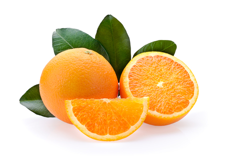 fresh orange isolated on white backgroundの写真素材
