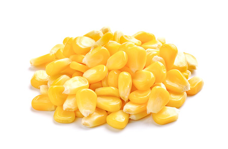 corn seeds on white backgroundの写真素材