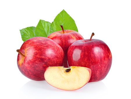 Red apple on white backgroundの写真素材