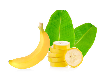 Banana slice isolated on white backgroundの写真素材