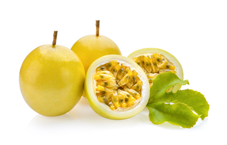 passionfruit isolated on white backgroundの写真素材