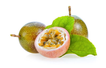 passionfruit isolated on white backgroundの写真素材