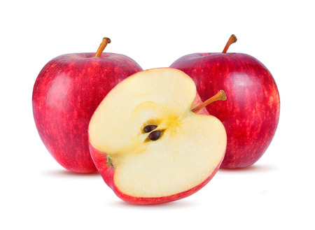 red apple on white backgroundの写真素材