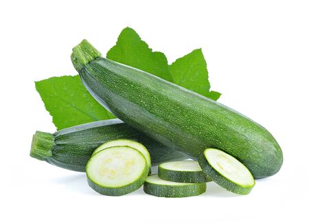 zucchini isolated on white backgroundの写真素材