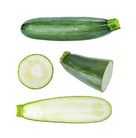 fresh zucchini on white backgroundの写真素材