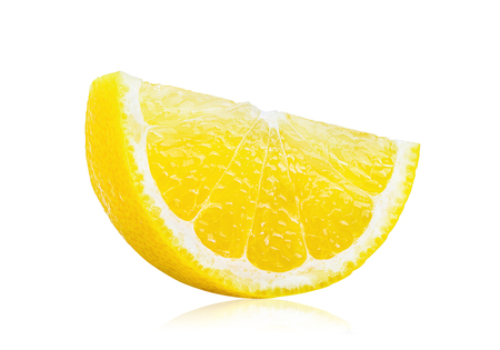 Slice of lemon fruit isolated on white backgroundの写真素材