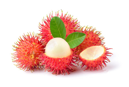 rambutan sweet delicious fruit  isolated on white backgroundの写真素材