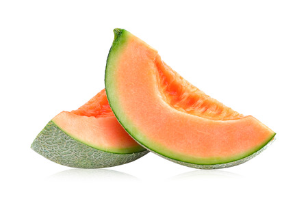 cantaloupe melon isolated on white backgroundの写真素材