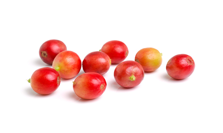 fresh coffee beans isolated on white backgroundの写真素材
