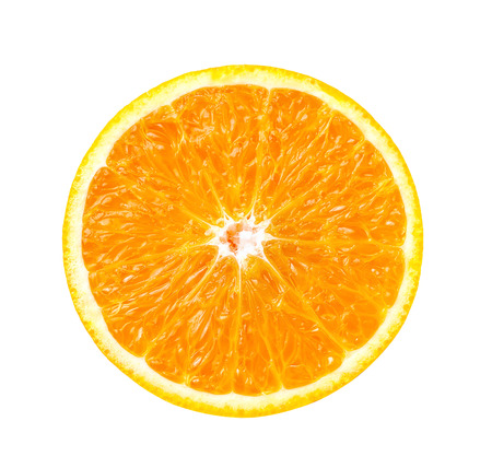 Orange slice isolated on white backgroundの写真素材
