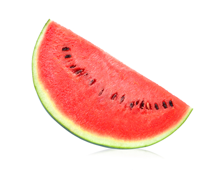 Slice of watermelon on white backgroundの写真素材