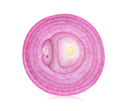onion slice  on white backgroundの写真素材