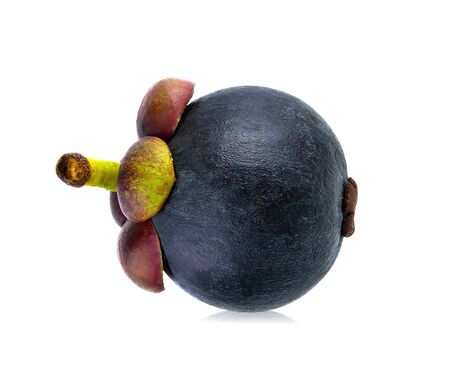 mangosteen isolated on white backgroundの写真素材