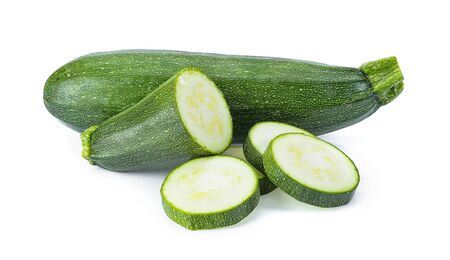 zucchini isolated on white backgroundの写真素材