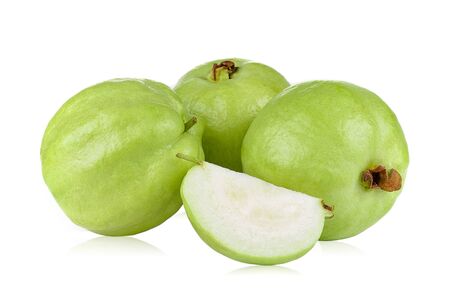 guava fruit isolated on white backgroundの写真素材
