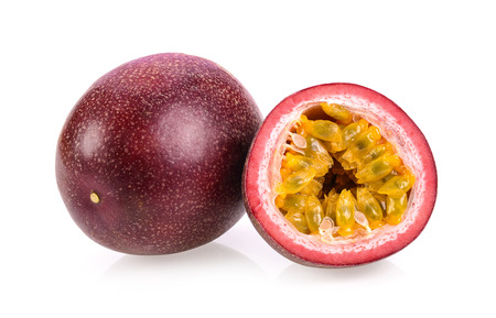 passionfruits isolated on white backgroundの写真素材