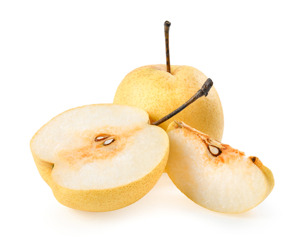 snow pear on white backgroundの写真素材