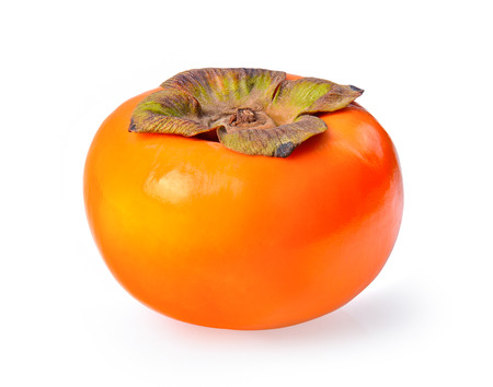 fresh ripe persimmons isolated on white backgroundの写真素材