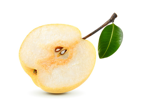 snow pear on white backgroundの写真素材