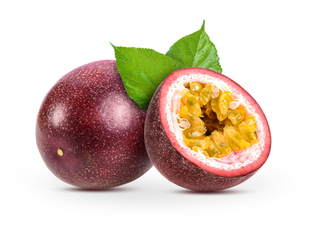 passionfruits isolated on white backgroundの写真素材