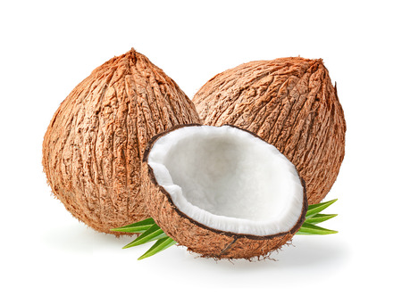 coconuts isolated on the white backgroundの写真素材