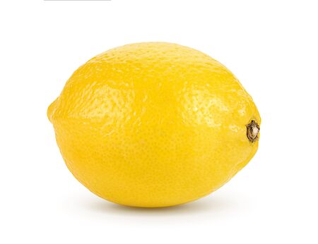 Lemon and cut half slice isolated on white backgroundの写真素材