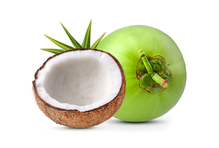 coconut on white backgroundの写真素材