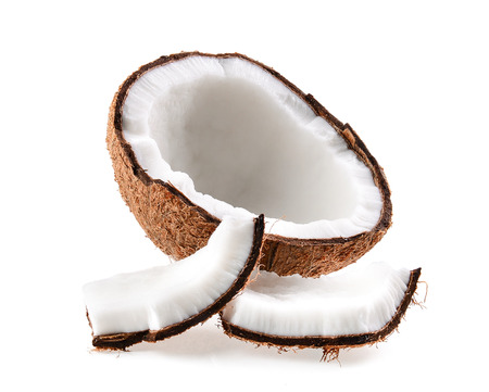 Coconut. Half isolated on white backgroundの写真素材