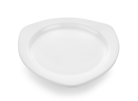 white plate and bowl on white backgroundの写真素材
