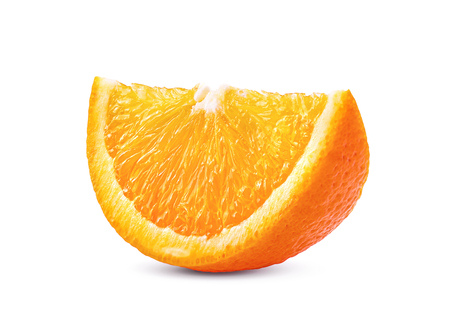 slice of orange fruit on white backgroundの写真素材