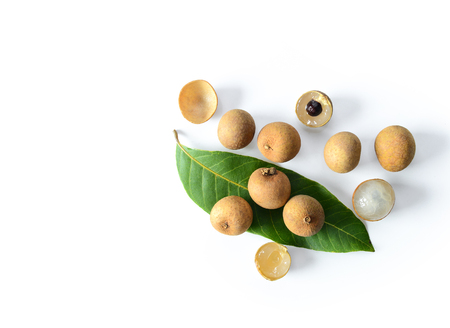 fresh longan isolated on white backgroundの写真素材