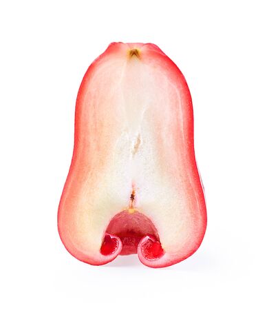 slice rose apple isolated on white backgroundの写真素材