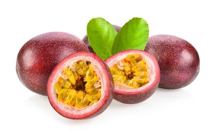 passionfruits isolated on white backgroundの写真素材