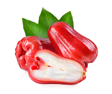 fresh rose apple isolated on white backgroundの写真素材