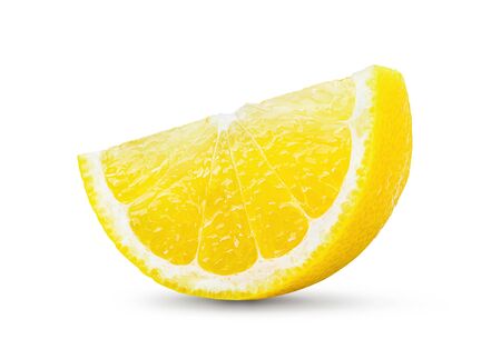 Lemon and cut half slice isolated on white backgroundの写真素材