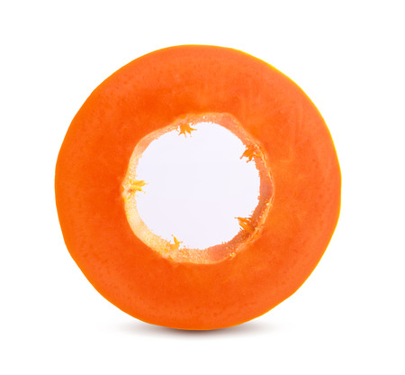 sliced ripe papaya with seed on with backgroundの写真素材