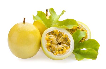 passionfruits isolated on white backgroundの写真素材