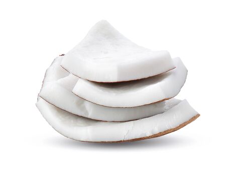 Slice coconut isolated on the white background.の写真素材