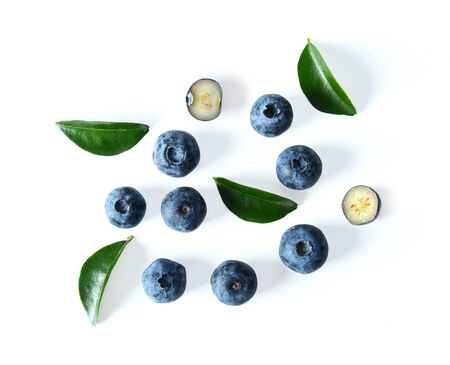 Blueberry collection isolated on white backgroundの写真素材