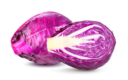 Purple cabbage on white backgroundの写真素材