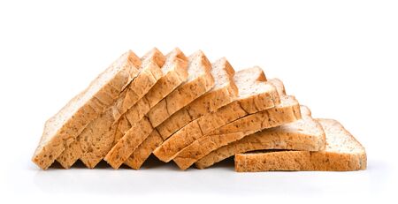 sliced bread isolated on white backgroundの写真素材