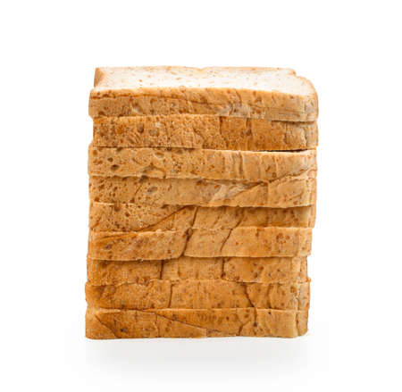 sliced bread isolated on white backgroundの写真素材
